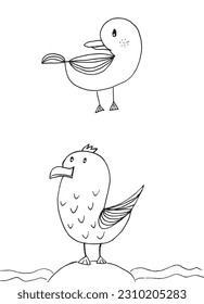 Seagull outline illustration image. 
Hand drawn image artwork of seagull. 
Simple cute original logo.
Hand drawn vector illustration for posters, cards, t-shirts.