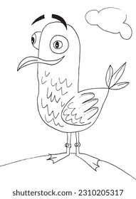 Seagull outline illustration image. 
Hand drawn image artwork of seagull. 
Simple cute original logo.
Hand drawn vector illustration for posters, cards, t-shirts.