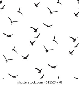 Seagull Pattern. Decorative Seamless design, vector illustration. 