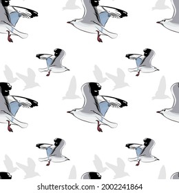 The seagull pattern flew in the direction of its wind. to do something