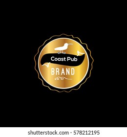Seagull restaurant vector logo design template. Sea food label