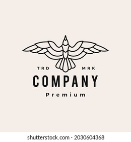 seagull roar fly top view hipster vintage logo vector icon illustration