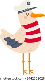 Seagull Sailor Captain Vector Illustration