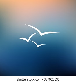 Seagull, sea on a blur background vector