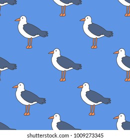 seagull seamless doodle pattern
