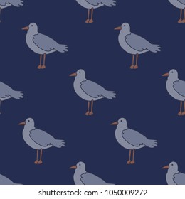 seagull seamless doodle pattern