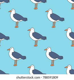 seagull seamless doodle pattern