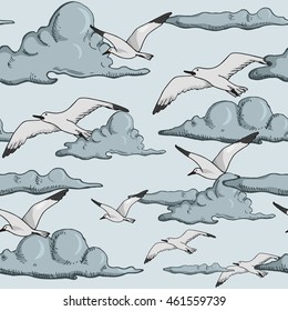 Seagull seamless pattern