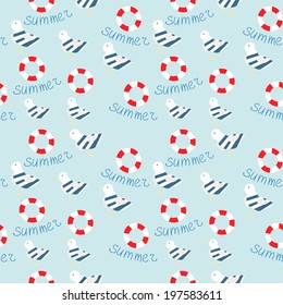 Seagull seamless vector background