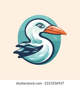 Seagull shaped mascot logo for a seafood company.