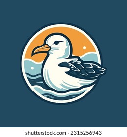 Seagull shaped mascot logo for a seafood company.