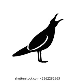 Plantilla de diseño de icono de logotipo blanco negro de silueta de gaviota