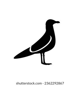 Seagull silhouette black white logo icon design template
