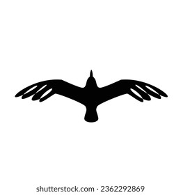 Seagull silhouette black white logo icon design template