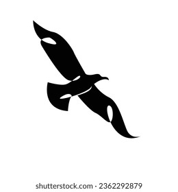 Seagull silhouette black white logo icon design template