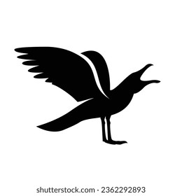 Seagull silhouette black white logo icon design template