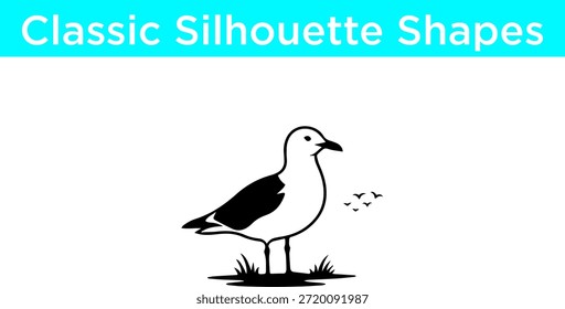 Silhueta de gaivota na areia Vetor