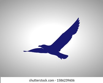 seagull silhouette on white background. isolated vector animal