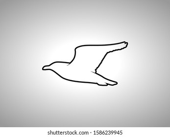 seagull silhouette on white background. isolated vector animal