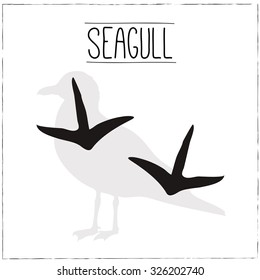 Seagull Silhouette with trails. Vector Illustration.