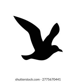 Seagull  silhouette vector flat design on white background.

