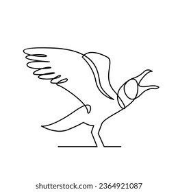 Plantilla de ilustración de icono de una sola línea de gaviota