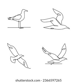 Seagull single line icon design illustration template
