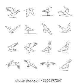 Plantilla de ilustración de icono de una sola línea de gaviota