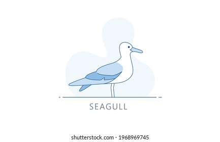Seagull, skyline vector illustration, line graphics for web pages, mobile apps and polygraphy.