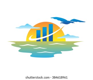 seagull sunset graph diagram chart image vector