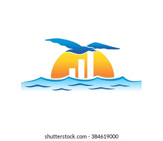 seagull sunset graph diagram chart image vector