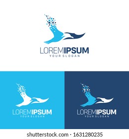 seagull symbol and pixel Logo Template vector