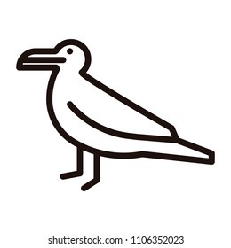 Seagull thin line stylized icon. Vector illustration of a sea bird
