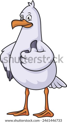 Seagull thums up vector illustration