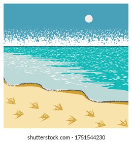 Seagull tracks on the seaside. Vector illustration