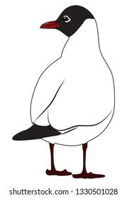 The seagull turned its back and turned its head. Vector illustration
