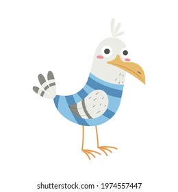 Seagull vector illustration cartoon isolated on white background. Cute seagull vector cartoon.