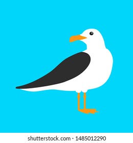 Seagull. Vector isolated illustration of a cute sea bird made in simple flat style. Single design element, icon.