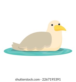 Seagull in water icon cartoon vector. Sea fly. Sky port