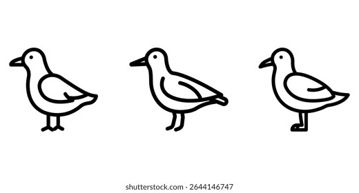 seagull-bird outline or line icon design bundle.
