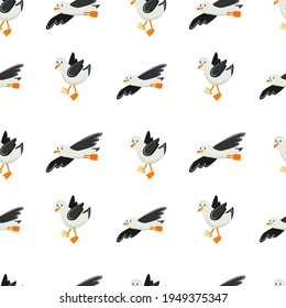 seagulls and albatrosses. seamless pattern with funny birds. stock vector illustration on white.