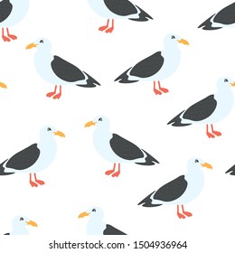 seagulls birds vector seamless pattern. Concept for print, web design, cards, textile 