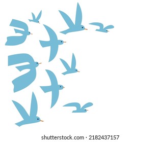 Seagulls drawing on a white background. birds silhouette. Marine background, pattern, children's style