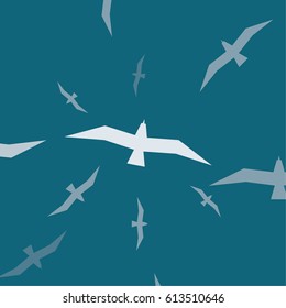 Seagulls flock - A smooth and clean geometrical structure, ideal for logo application, brand identity, stamp decoration, fashion pattern, distinctive symbol, elegant serigraphy for industrial products