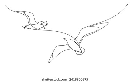 Seagulls fly over the surface of the sea. Small waves. World Maritime Day. template