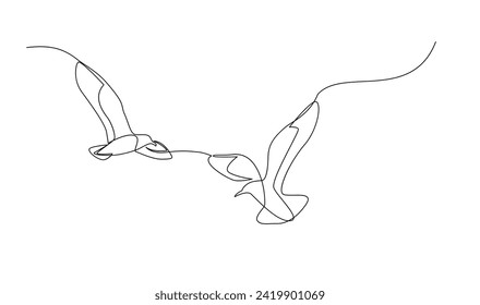Seagulls fly over the surface of the sea. Small waves. World Maritime Day. template