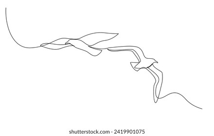 Seagulls fly over the surface of the sea. Small waves. World Maritime Day. template