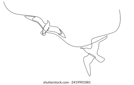 Seagulls fly over the surface of the sea. Small waves. World Maritime Day. template