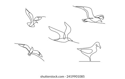 Seagulls fly over the surface of the sea. Small waves. World Maritime Day. template