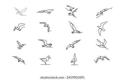Seagulls fly over the surface of the sea. Small waves. World Maritime Day. template